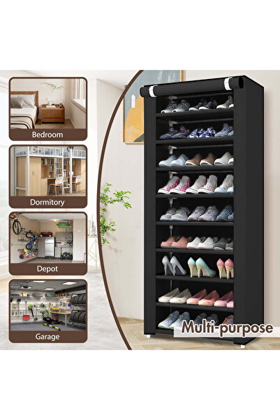 HOMEPLUS BAOKALER 10-Tier Shoe Rack Organizer for Entryway, 27 Pairs Capacity Shoe Storage Shelf, Black