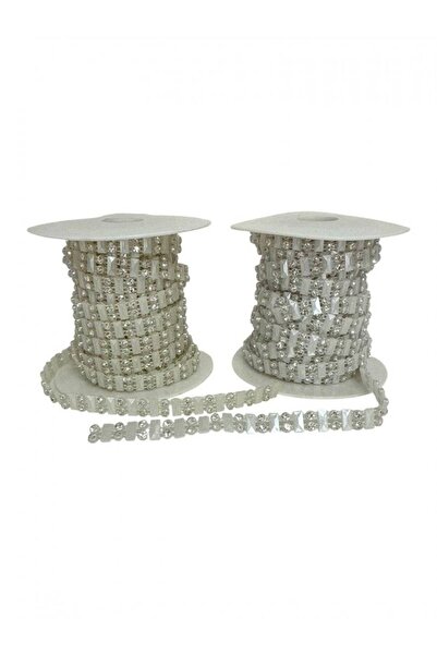 OEM Beaded Necklace Two Rhinestones And White Rectangular Bead