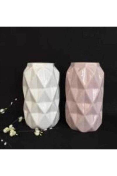 OEM Blue Cylindrical Diamond Ceramic Vase
