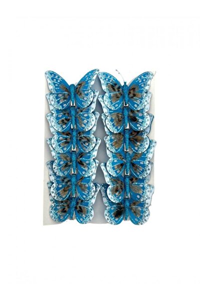 OEM Fluturi Decorativi Din Pene Blue 12/Set