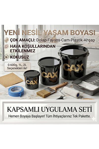 caxcolors CAX KOKUSUZ Çok Amaçlı Yeni Nesil Yaşam Boyası - Dolap Fayans Mobil...