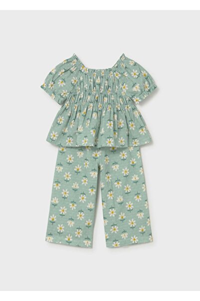 MAYORAL Baby Girl Floral Pants Set Green