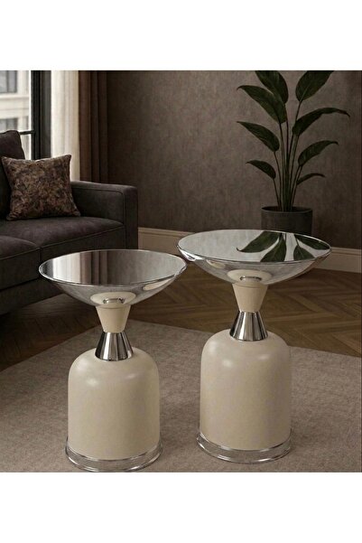 LUXURY VİLLA LUXURY 2 Lİ METAL YAN VE ZİGON SEHPA ÇAP 40x40 YÜKSEKLİK 50/55CM