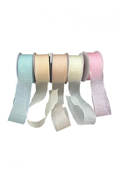 OEM Organza Ribbon Dense Fabric 4cm-18.2meters Cream