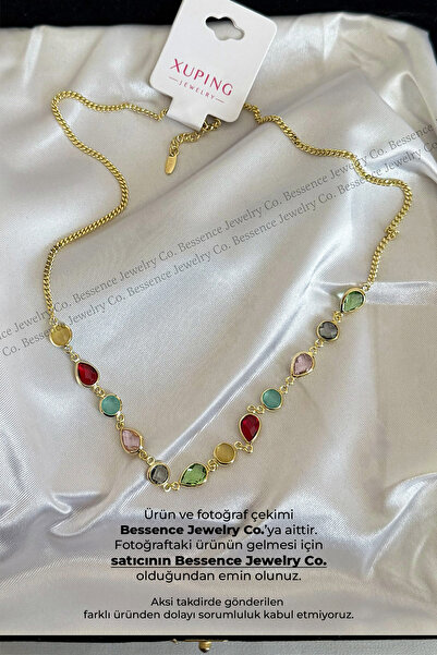 Bessence Jewelry Co Xuping 14K Gold VIP Çok Renkli Damla ve Yuvarlak Model Zi...