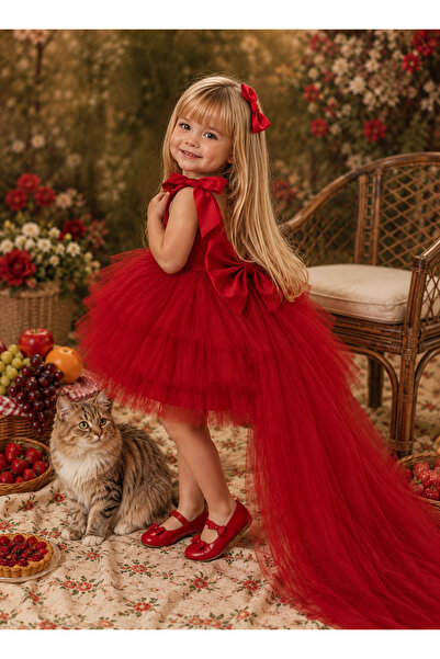 Tinypeople Girl's Red Tutu Evening Dress with Tail Children's Evening Dress P...