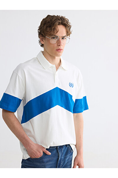LC Waikiki RMZ GİYİM FARKIYA Ανδρικό T-shirt με γιακά που γυρίζει και χρωματι...