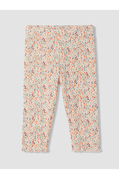 LC Waikiki Floral Embroidered Ribbed Girls' 3/4 Length Leggings for Style Ent...