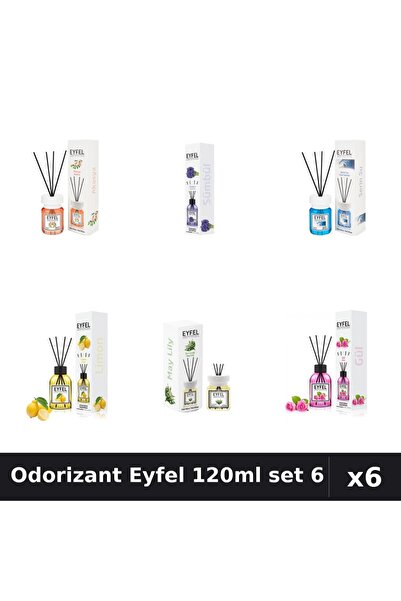 Eyfel Set 6 Odorizante Camera Betisoare - 6 Arome Asortate, 120ml Parfum
