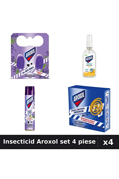 Aroxol Set 4 Insecticid - Spray 250ml, Loțiune 85ml, Pastile 2+10 buc - Prote...