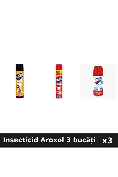 Aroxol Set 3 Spray Insecticid 100ml, 400ml, 580ml - Protecție Casă Eficientă