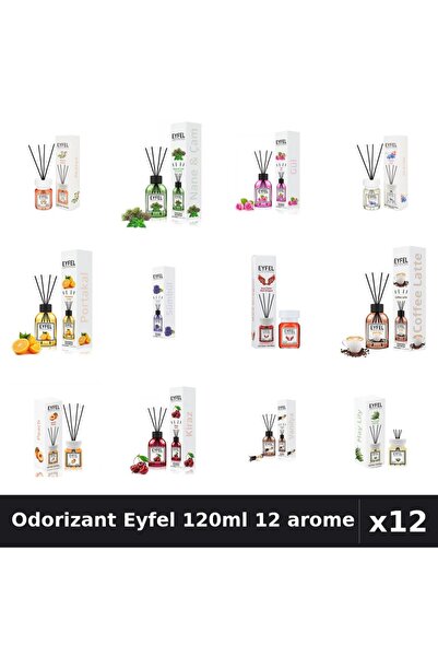 Eyfel Set 12 Odorizant Camera cu Betisoare 120ml - 12 Arome Asortate, Parfum ...