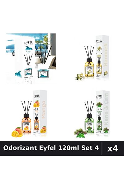 Eyfel Set 4 Odorizant Camera Betisoare 120ml - Ocean, Mango, Pin Menta, Mana ...