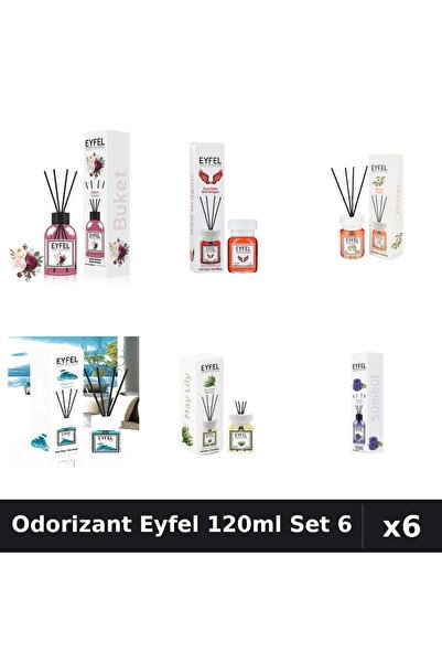 Eyfel Set 6 Odorizante Camera Betisoare 120ml - Acacia, Bouquet, Lacramioare,...