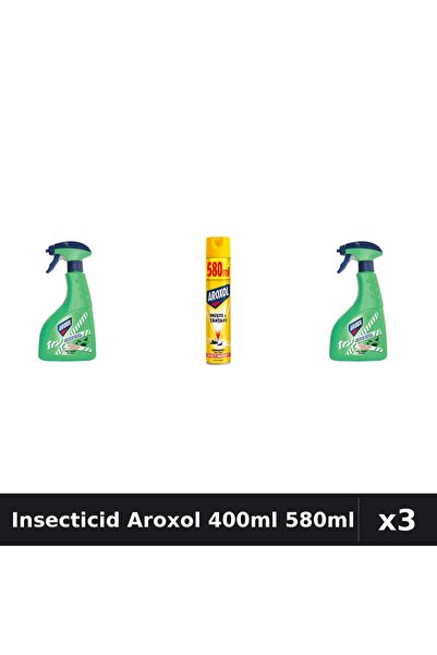 Aroxol Set 3 Spray Insecticid 400ml și 580ml - Anti Gandaci, Țânțari, Muste