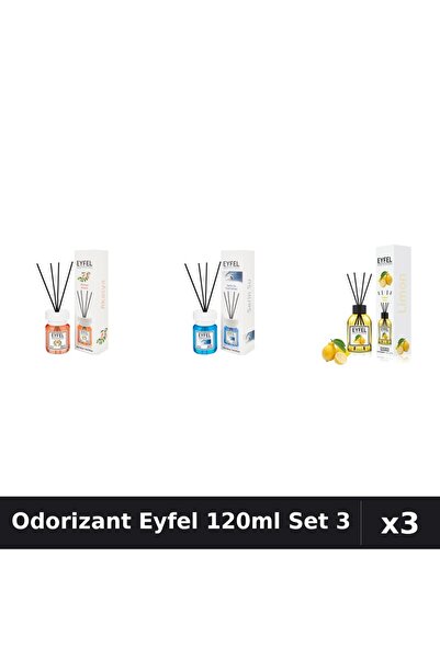 Eyfel Set 3 Odorizant Camera Betisoare 120ml - Acacia, Cool Water, Lămâie