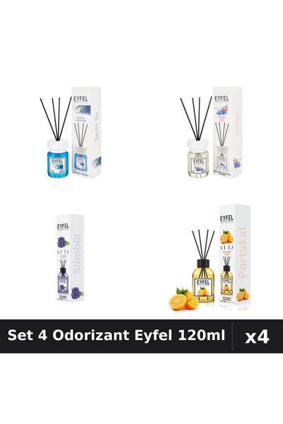 Eyfel Set 4 Odorizante Camera Betisoare, Cool Water, Orhidee, Portocala, Zamb...