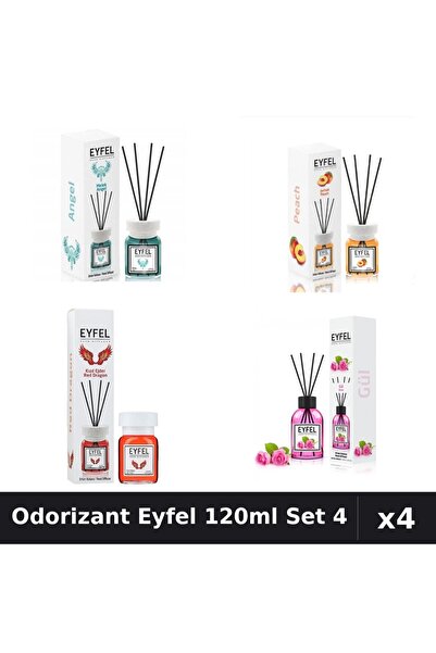 Eyfel Set 4 Odorizant Camera Betisoare 120ml - Angel, Piersica, Red Dragon, T...