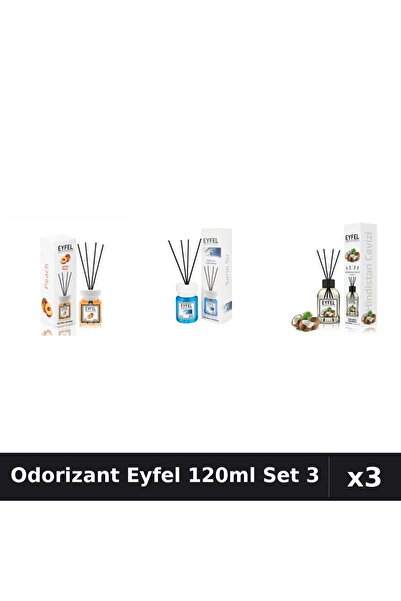 Eyfel Set 3 Odorizant Camera Betisoare 120ml - Piersica, Cool Water, Nuca Cocos