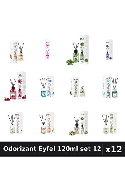 Eyfel Set 12 Odorizante Camera Betisoare 120ml - 12 Arome Asortate Parfum