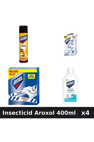 Aroxol Set 4 Insecticid - Spray 400ml, Aparat Electric, Pastile, Loțiune Repe...