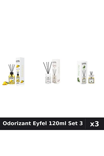 Eyfel Set 3 Odorizant Camera Betisoare 120ml - Ananas, Bumbac, Lacramioare
