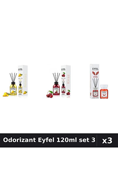 Eyfel Set 3 Odorizant Camera Betisoare 120ml - Ananas, Cireșe, Red Dragon