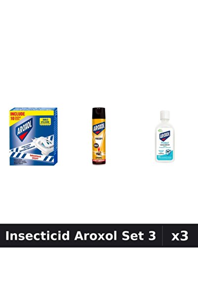 Aroxol Set 3 Insecticid - Pastile, Spray 400ml, Loțiune Repelent 85ml - Prote...
