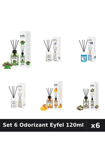 Eyfel Set 6 Odorizante Camera Betisoare, Bumbac, Cool Water, Mango, Nuca De C...