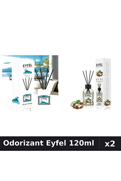 Eyfel Set 2 Odorizant Cameră Betișoare 120ml - Ocean, Nucă de Cocos