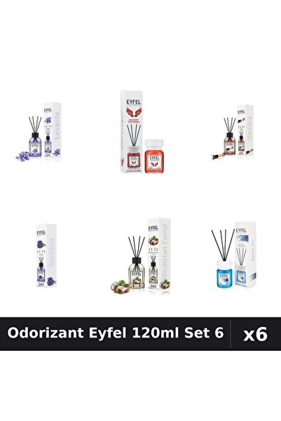 Eyfel Set 6 Odorizante Camera Betisoare - 6 Arome Asortate, 120ml Parfum