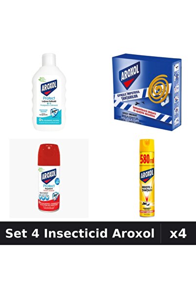 Aroxol Set 4 Produse Anti-Insecte - Loțiune Repelent Insecte Aroxol, Pastile/...