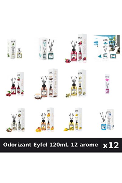 Eyfel Set 12 Odorizante Camera Betisoare 120ml - 12 Arome Asortate, Parfum In...