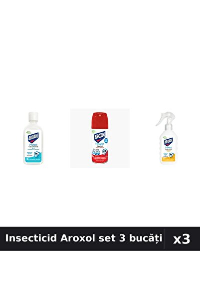 Aroxol Set 3 Insecticid - Loțiune Repelent 85ml, 200ml, Spray 100ml - Protecț...