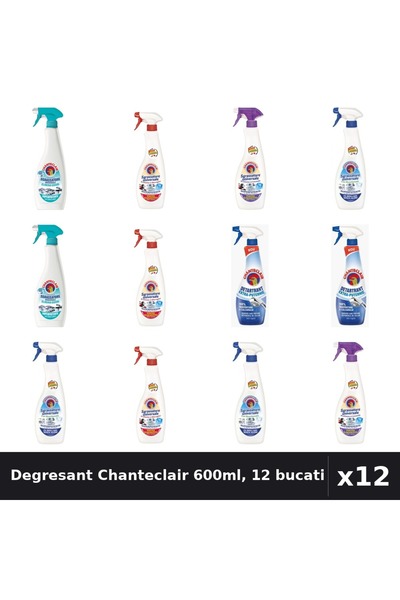 Chanteclair Set 12 Degresant Universal 600ml - 6 Arome, Detartrant 625ml