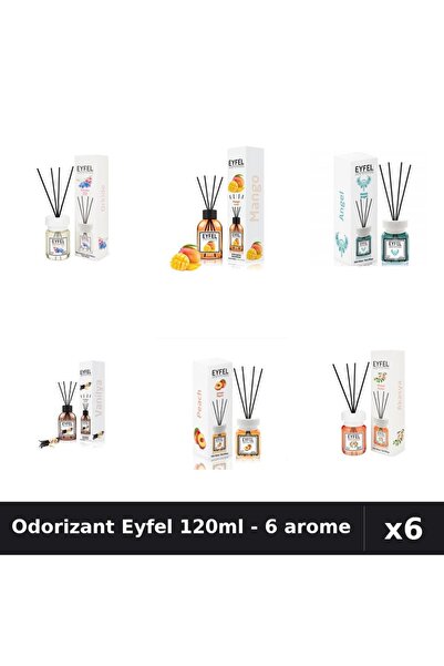 Eyfel Set 6 Odorizante Camera Betisoare 120ml - Orhidee, Mango, Angel, Vanili...