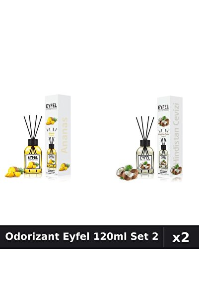 Eyfel Set 2 Odorizant Camera Betisoare 120ml - Ananas, Nucă de Cocos