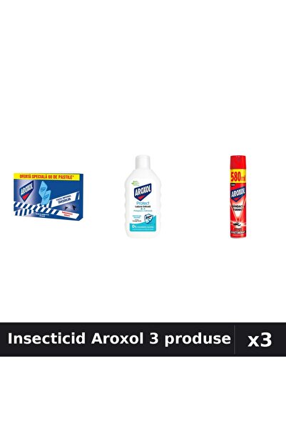 Aroxol Set 3 Insecticid - Spirale 60 buc, Loțiune 200ml, Spray 580ml - Protecție