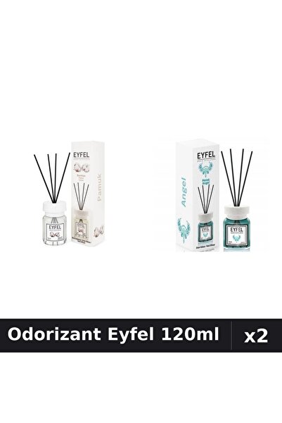Eyfel Set 2 Odorizant Cameră Betișoare 120ml - Angel, Bumbac - Parfum Intens