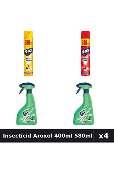 Aroxol Pachet 4 Spray Insecticid 400ml + 580ml - Anti Insecte, Gandaci, Tantari