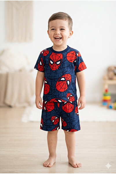 Baby Erkek Çocuk Şortlu 2'li Pijama Takımı %100 Pamuk Süprem Örümcek Adam Des...