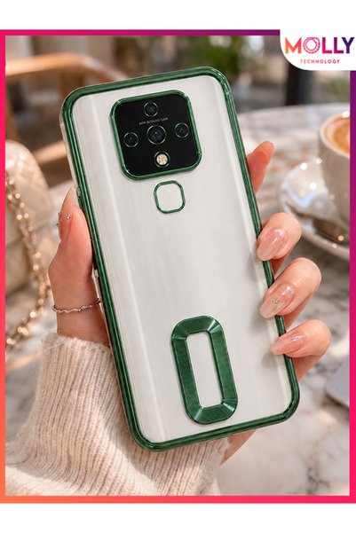 Molly Lou Laser Transparent Silicone Case with Metallic Green Lens Protector ...