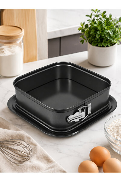 Cookware Bargain Shop قالب كيك مربع الشكل غير لاصق من الفولاذ الكربوني مع قاع...