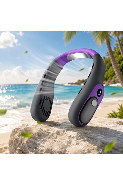 FOXMAG24 Ventilator de gât hands-free cu afișaj LED, 3 viteze, USB-C, autonom...