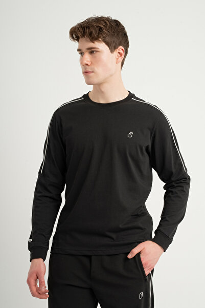 Airlife Stripe Agp 4 Men's Top with Long Sleeves and Stripe Detail, Black