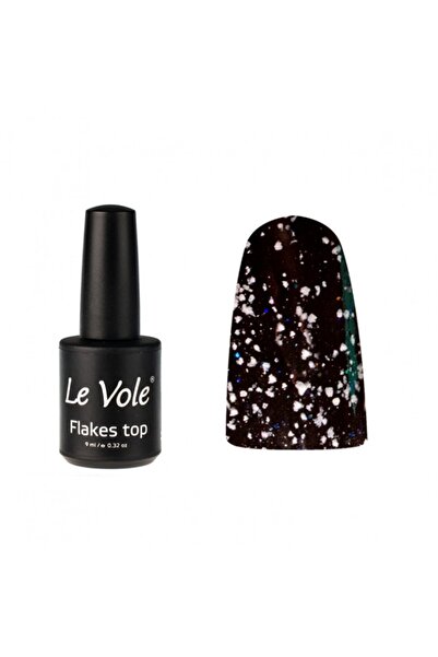 Le Volente Top Coat pentru unghii, 9 ml, Le Vole Flakes Top White Shimmer