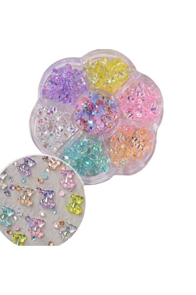 OEM Set de decorațiuni 3D pentru unghii, urși și strasuri multicolore