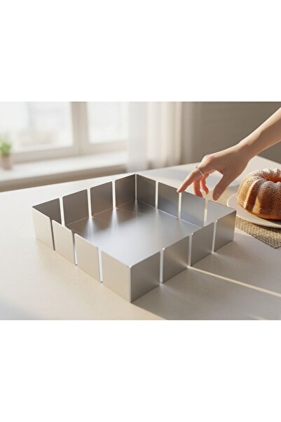 Farmtokid Paslanmaz Çelik Kek ve Pasta Kalıbı 20x20 cm – 5 cm Yükseklik – 304...