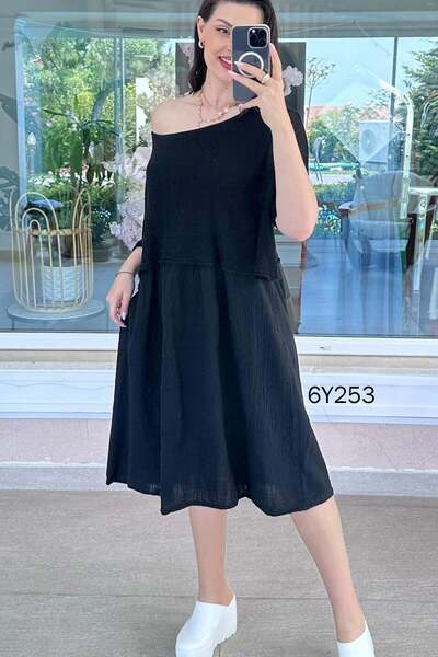 İnce Topuk File Top Linen Dress 6Y253