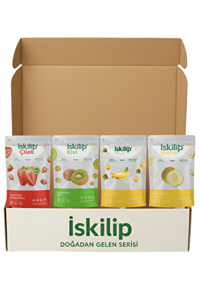 İSKİLİP Dondurularak Kurutulmuş Meyve Tanışma Paketi Çilek Kivi Muz Kavun Mey...